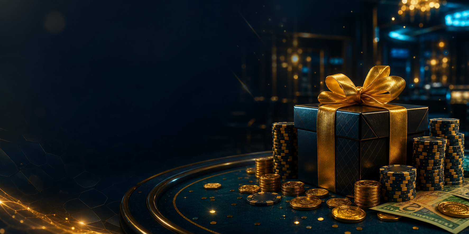PlayBaze Australia bonus banner with casino chips and gift box